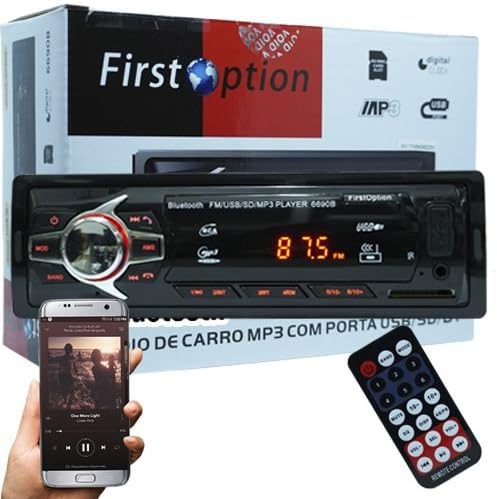 Auto Rádio First Option 6680BSC MP3 Bluetooth FM SD USB Controle