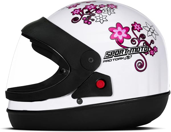 Capacete Fechado Pro Tork Sport Moto For Girls Branco Rosa